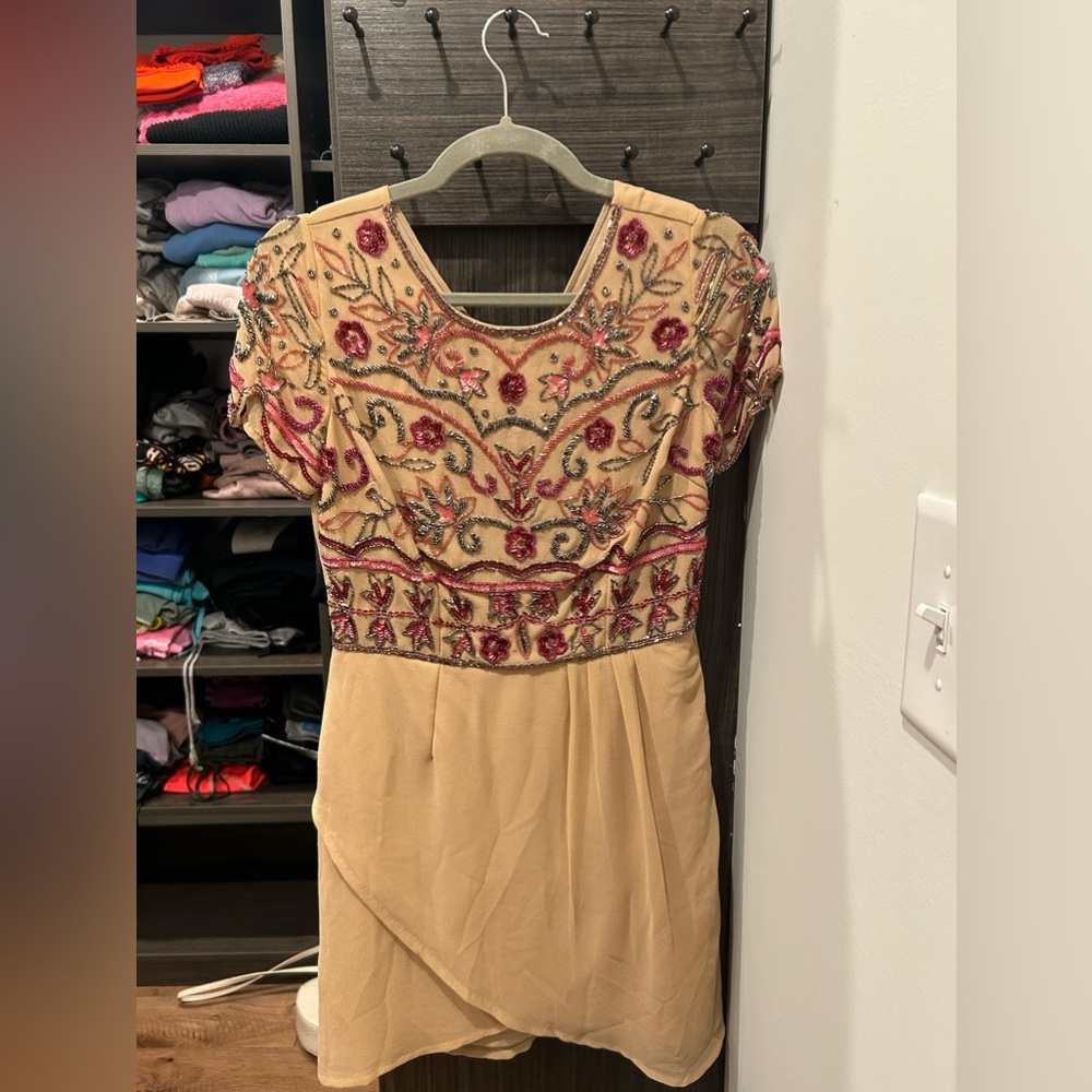 Beaded Blush Mini Dress